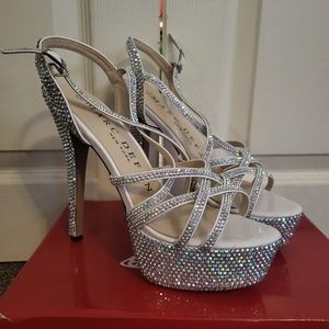 Elegant Silver Strappy Heels